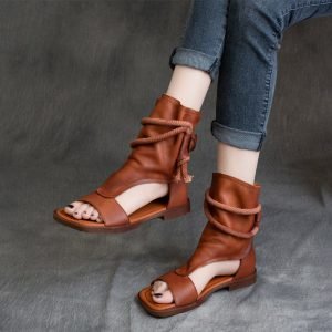 High-top Back Zipper Fish Mouth Sandal Boots