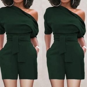 Button One-piece Shorts Suit
