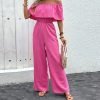 Off-shoulder Solid Color Jumpsuit